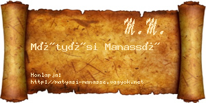 Mátyási Manassé névjegykártya